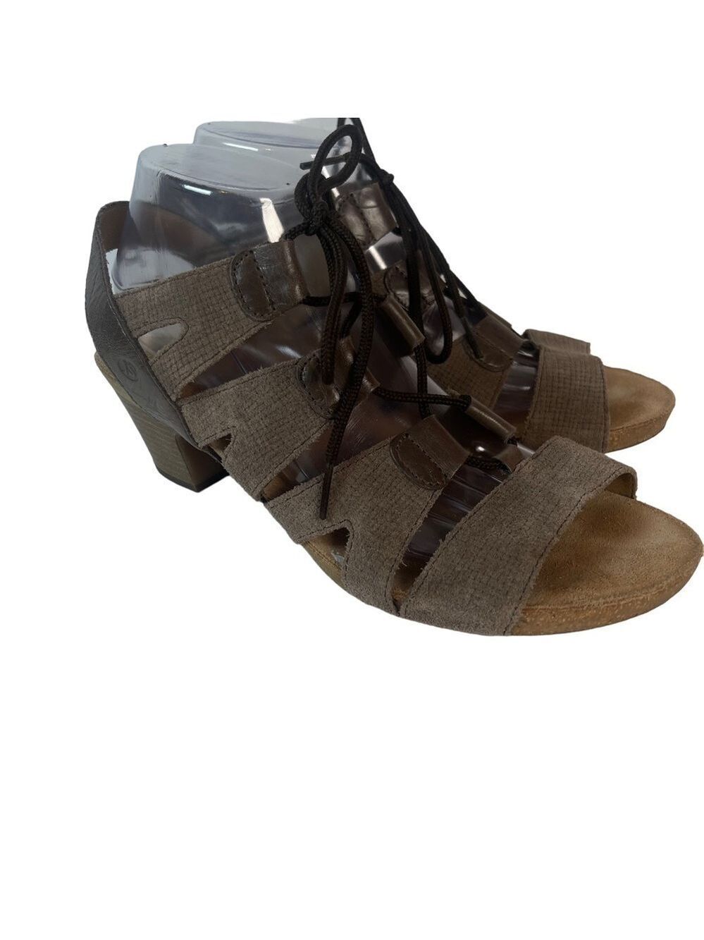 Josef Seibel Ruth 29 Brown Suede Lace Up Heeled Sandals Womens 10 Comfort